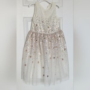 H&M Girls' (6-7y) Cream Tulle Sleeveless Formal Princess Dress w/Gold Sequins